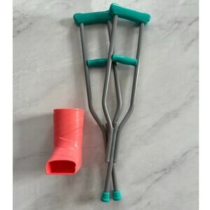 My life crutches aqua 18” doll pink foot cast doctor replacement